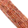 Polished natural fire agate round beads with vibrant orange-red veins for DIY jewelry - 6mm / Orange Red (No. 3)