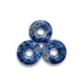 Three pieces of natural sodalite stone donut pendants for DIY jewelry making - Sodalite