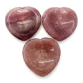 Trois pierres naturelles roses polies en forme de cœur pour bijoux DIY et soin - Rhodonite (N° 16)