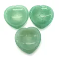 Lot de 3 pierres de soin aventurine verte en forme de cœur polies pour accessoires bijoux - Aventurine Verte