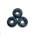 Three donut-shaped natural labradorite stone pendants for DIY jewelry making - Labradorite (No. 11)