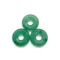 Three pieces of natural green agate round flat donut beads for DIY jewelry making - Aventurine (No.12)