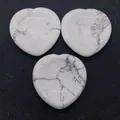 Pierres naturelles de howlite blanche polies en forme de cœur pour la création de bijoux - Howlite