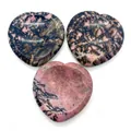 Pierres naturelles de Rhodonite en forme de cœur poli avec veines noires pour bijoux DIY - Veine Rouge Ligne Noire (Rhodonite)