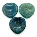Ensemble de trois pierres naturelles de agate mousse en forme de cœur pour bijoux DIY - Agate Mousse (N°25)