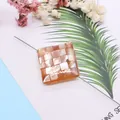 Detail van een vierkante mozaïek parelmoer kraal voor DIY sieraden maken - Roze Oranje (Nr.5)