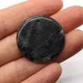 Handheld dark grey natural stone round pendant with smooth texture for DIY jewelry - Labradorite (No. 6)