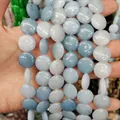 Natural light blue flat disc stone beads for DIY jewelry making accessories - 16x16x6mm / Aquamarine Blue (No. 2)