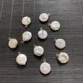 Ronde zoetwaterparel hangers met gouden rand voor het zelf maken van sieraden en kettingen - Barokparel (1010-Z201112028)