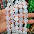 Translucent white opal flat round disc beads for DIY jewelry making and beading - 16x16x6mm / Opal