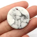 30mm white howlite stone pendant with grey marble texture for DIY jewelry making - Howlite
