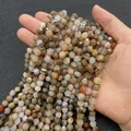 Perle di agata naturale sfaccettate con venature marroni e grigie per gioielli fai da te - 6mm / Agata zonata