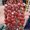 Flat disc red jasper stone beads for DIY jewelry making with smooth waxy finish - 16x16x6mm / Red Jasper (Rainbow Stone)