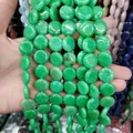 Handheld green flat round natural gemstone beads for DIY jewelry and accessories - 16x16x6mm / Green Jade