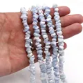 Gros plan de perles de coquillage bleues et blanches irrégulières pour bijoux DIY - Bleu Clair et Blanc (N°5)