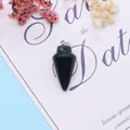 Natuurlijke donkere stenen kogelhanger met zilveren metalen oog voor DIY-sieraden - Zwarte agaat