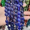 Flat round dark blue lapis lazuli stone beads for DIY jewelry making and crafting - 16x16x6mm / Deep Blue Ore (No. 12)
