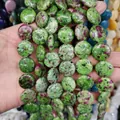 Flat disc-shaped natural Ruby in Zoisite loose beads with green and purple texture - 16x16x6mm / Ruby Zoisite