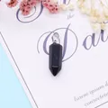 Blauwe zandsteen zeshoekig prisma hanger met zilveren sluiting voor DIY kettingen - Blauwe Zandsteen