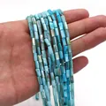 Dettaglio di perline cilindriche in conchiglia blu tinto per la creazione di gioielli - Stile Cilindrico (1006-B220827015) / 4x8mm (11g) / N.9 Celeste