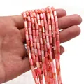 Dettaglio di perline cilindriche in conchiglia naturale rosa sfumato per creazione gioielli - Stile Cilindrico (1006-B220827015) / 4x8mm (11g) / N. 7 (Rosa Sfumato)