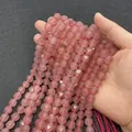 Perle tonde sfaccettate in cristallo fragola rosa per creazione di gioielli fai-da-te - Quarzo Fragola d'Imitazione