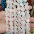 Flat round translucent white natural crystal stone beads for DIY jewelry making - 16x16x6mm / White Crystal