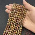 Faceted natural picture stone beads in reddish brown and beige for jewelry making - Small / Red Pine Stone