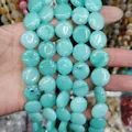 Flat round natural blue-green stone disc beads for DIY jewelry making 6x16mm - 16x16x6mm / Turquoise Green Stone (No. 22)