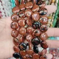 Handheld Mahogany Obsidian flat coin beads with polished reddish-brown spotted surface - 16x16x6mm / Mahogany Obsidian (No. 24)