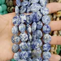 Flat round blue spot stone beads 6x16mm strands for DIY jewelry making accessories - 16x16x6mm / Sodalite