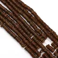 Filo di perline rotonde piatte in legno marrone scuro per creazione di gioielli DIY - Opzione 1 / US 2