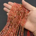 Faceted strawberry quartz beads with natural pink and orange tones for DIY jewelry making - Small / Two-Tone Stone