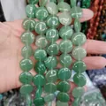 Handheld green translucent flat round natural stone beads for DIY jewelry making - 16x16x6mm / Green Aventurine