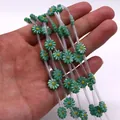 Close-up of green freshwater shell daisy beads for DIY necklace jewelry making - 6mm / No.1 Green