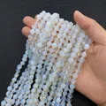 Faceted white opal beads for DIY jewelry making, strands of translucent round loose stones - Small / Opal