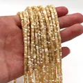 Cuentas de concha natural teñidas para collares DIY con suave brillo iridiscente - Beige