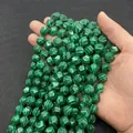 Faceted malachite gemstone beads with green stripes for DIY jewelry making - Small / Malachite