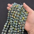 Faceted natural picture jasper stone beads for DIY jewelry with unique blue and yellow tones - Small / K2 Stone