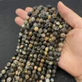 Faceted natural picture stone beads 8mm for DIY jewelry making with grey mottled texture - Small / Agate