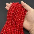 Perline di agata naturale sfaccettata rosso vivo per accessori per gioielli fai-da-te - Diaspro Rosso