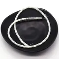 Natural white cylindrical shell beads strand with iridescent pearl luster for DIY jewelry - 3.5x3.5mm / White