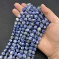 Perle tonde sfaccettate in sodalite blu naturale per la creazione di gioielli fai da te - Sodalite
