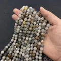 Natural multi-faceted stone beads with grey and yellow earthy marble textures - Small / Style 28