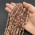 Perline sfaccettate in agata striata marrone e beige per creazione gioielli fai-da-te - Pietra venata del legno rosso