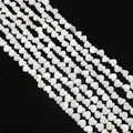 Macro-opname van witte hartvormige natuurlijke schelpkralen met iriserende glans voor DIY - Horizontaal Gat Hartvorm