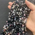 Faceted natural picture stone beads with unique grey and pink patterns for DIY jewelry - Small / Rose Striped Agate