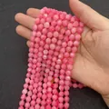Faceted natural pink rose quartz gemstone beads strand for DIY jewelry making - Small / Red Stripes