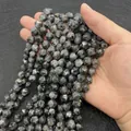 Perline in agata grigia striata naturale sfaccettata 8-10mm per gioielli fai da te - Larvikite