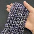 Perle di agata viola sfaccettate con inclusioni nere per gioielli fai da te - Pietra Macchiata Viola